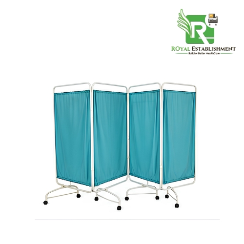 Bedside Screen 4 Folds With Curtains