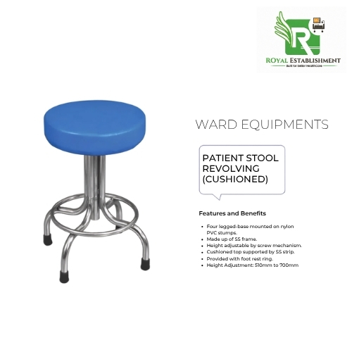 Patient Stool Revolving (Cushioned) - Stainless Steel